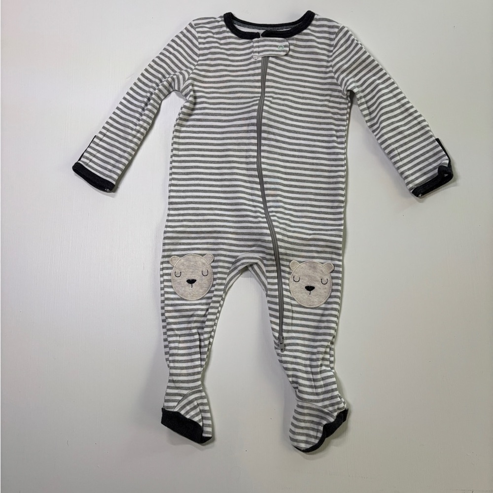 Cloud Island Baby Footed Sleepers 3-Pack 6–9M Neutral Animals Zip Pajamas - Picture 2 of 12